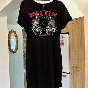 SHEIN Black Crew Neck Mini Dress Casual Short Sleeve